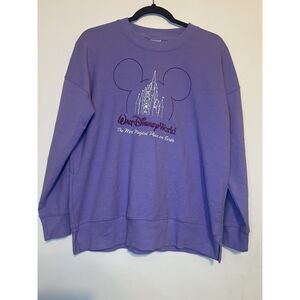 Walt Disney World Parks Disney Castle Crewneck Sweatshirt Lavender Mickey M Med